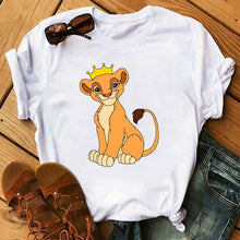 Load image into Gallery viewer, New Lovely Lion King Women tshirts Cartoon Printed Tees Funny Harajuku Female T Shirt Korean Short Sleeves Tops Female Clothing
