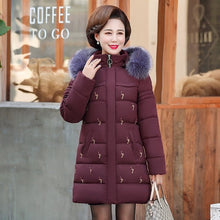 Load image into Gallery viewer, Middle-aged and Elderly Women&#39;s Clothing, Winter Women&#39;s Mid-length Cotton Women, Cotton Padded Jackets
